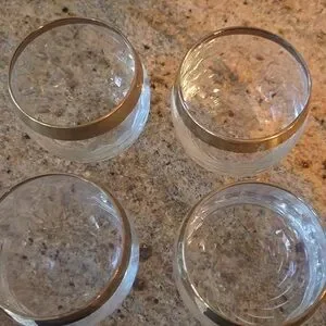 Dining | Vintage Libbey Set Of 4 Gold Rimmed Glasses With Swirl Base ...